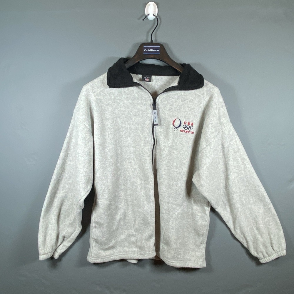 USA Olympics Beijing 08 Adult Large Gray Fleece Zip Up Olympics Y2K